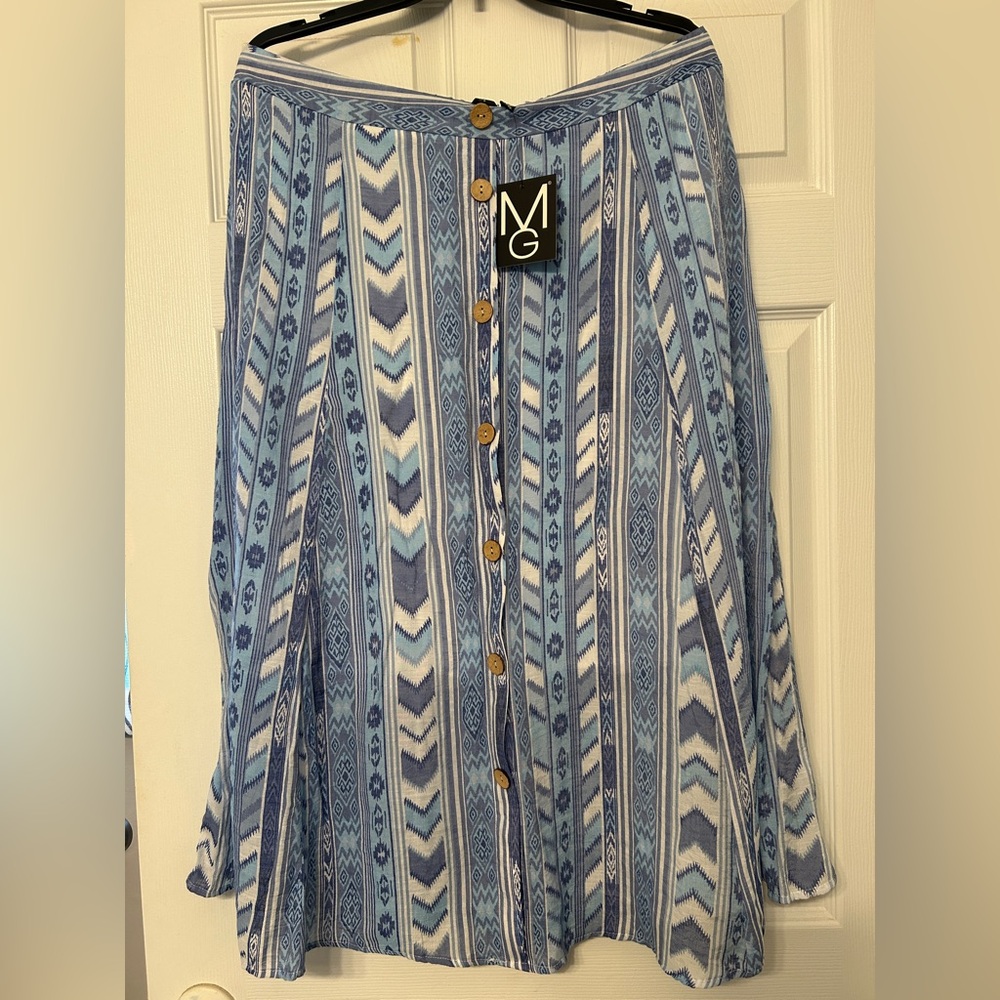 Blue Patterned Women's Maxi Skirt